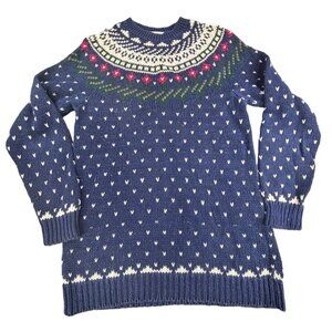 Vtg Illustrations Sweater Knit M Hong Kong Cabin Fever Fair Isle Hearts